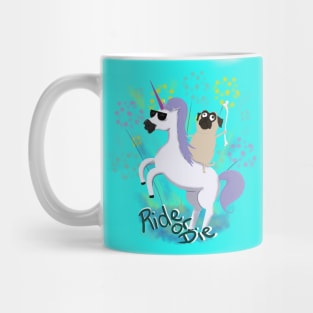 Pug Riding Unicorn Mug